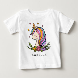 Einhorn Süß Whimsical Weiblich Personalisierter Na Baby T-shirt