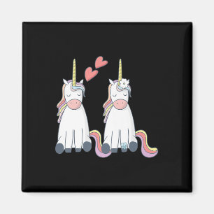 Einhorn Süße Braut und Bräutigam Verliebt Premium Magnet
