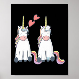Einhorn Süße Braut und Bräutigam Verliebt Premium Poster