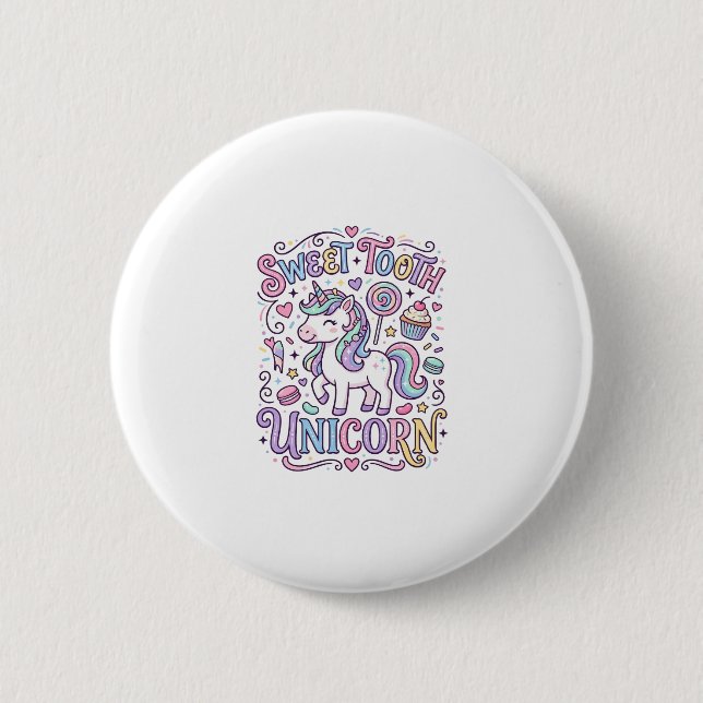 Einhorn Süßer Zahn Einhorn Original Merch Design_ Button (Vorderseite)