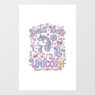 Einhorn Süßer Zahn Einhorn Original Merch Design_ Fensteraufkleber