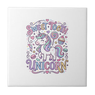 Einhorn Süßer Zahn Einhorn Original Merch Design_ Fliese
