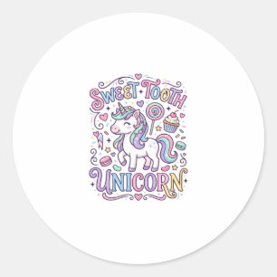 Einhorn Süßer Zahn Einhorn Original Merch Design_ Runder Aufkleber