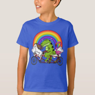 Einhorn T-Rex Dinosaurier-Flamingo-Reitfahrrad T-Shirt