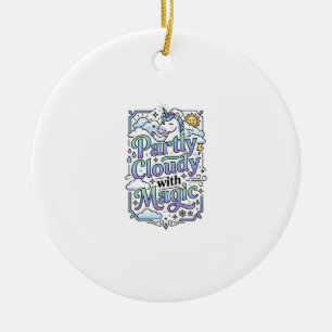 Einhorn Teilweise bewölkt mit Magie-Werbevektor Keramik Ornament