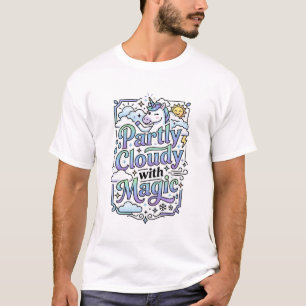 Einhorn Teilweise bewölkt mit Magie-Werbevektor T-Shirt