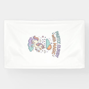 Einhorn Teilweise bewölkt mit magischem trendigem  Banner