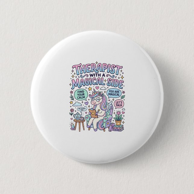 Einhorn-Therapeut mit einer magischen Seite Gesche Button (Vorderseite)