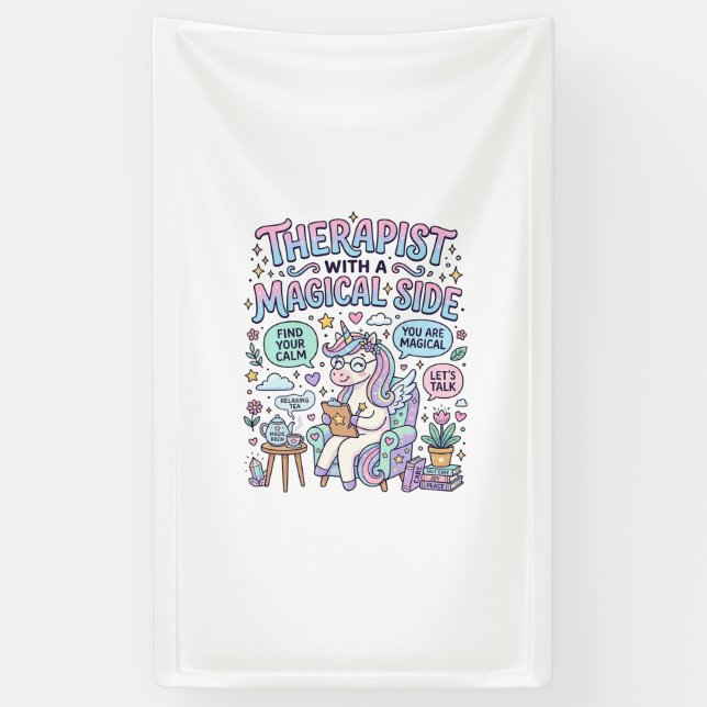 Einhorn-Therapeut mit magischer Seite Geschenkidee Banner (Vertikal)