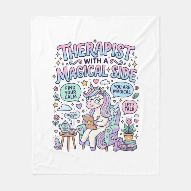 Einhorn-Therapeut mit magischer Seite Geschenkidee Fleecedecke (Vorderseite)