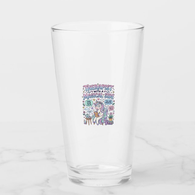 Einhorn-Therapeut mit magischer Seite Geschenkidee Glas (Vorderseite)