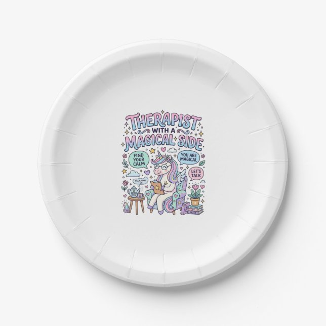 Einhorn-Therapeut mit magischer Seite Geschenkidee Pappteller (Vorderseite)