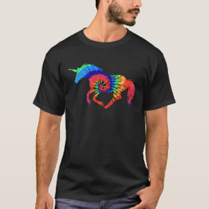 Einhorn-Tie-Dye-Buntes-Tie-Dye-Pferdehorn T-Shirt