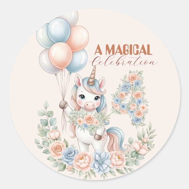 Einhorn-Träume-Geburtstag Runder Aufkleber (Vorderseite)
