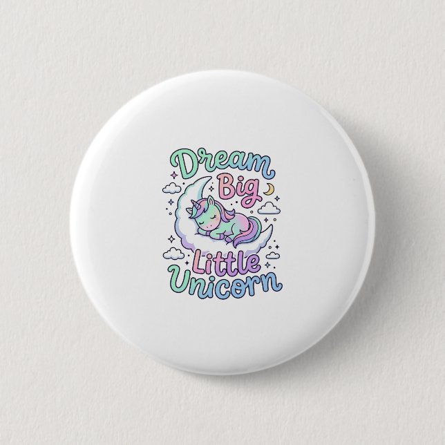 Einhorn-Träume groß Kleines Einhorn-Geschenkidee V Button (Vorderseite)