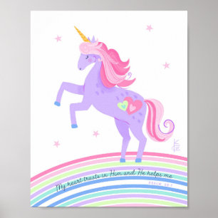 Einhorn-Träume Psalm 28:7 Wandkunst Druck 3 von 3 Poster