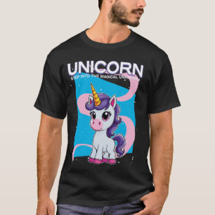 Einhorn tritt in das magische unbekannte Einhorn e T-Shirt