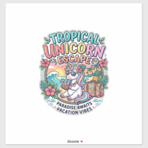 Einhorn Tropical Unicorn Escape POD Bereit POD Kun Aufkleber
