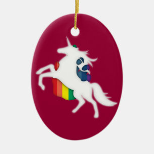 Einhorn u. Regenbogen Keramik Ornament