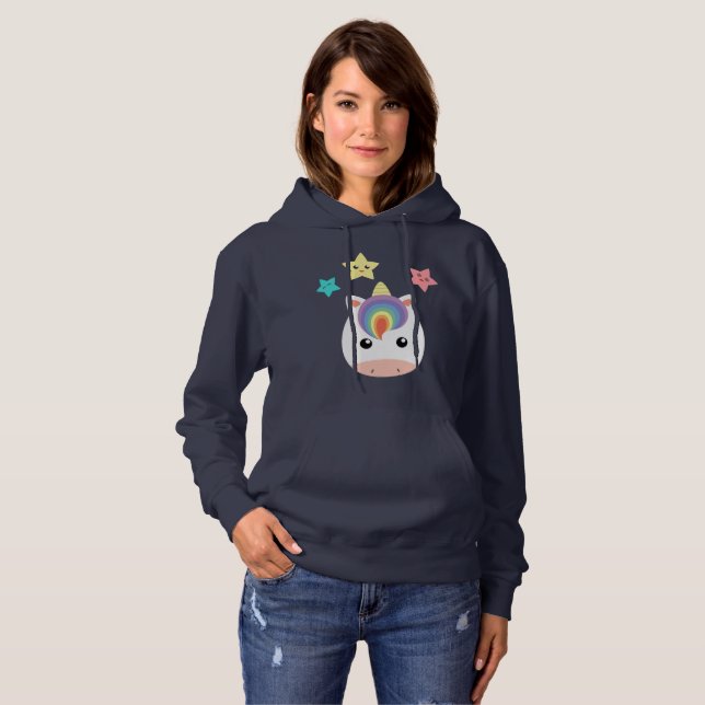 Einhorn u. Sterne Hoodie (Vorne ganz)
