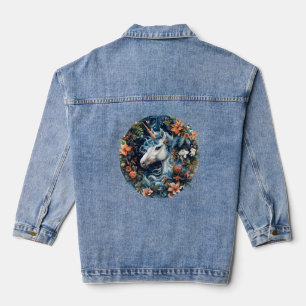 Einhorn und Blume Fantasy Design Jeansjacke