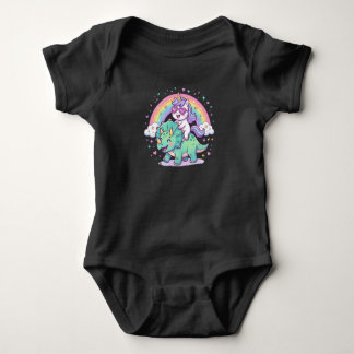 Einhorn und Dino Party Freunde | Magischer Geburts Baby Strampler