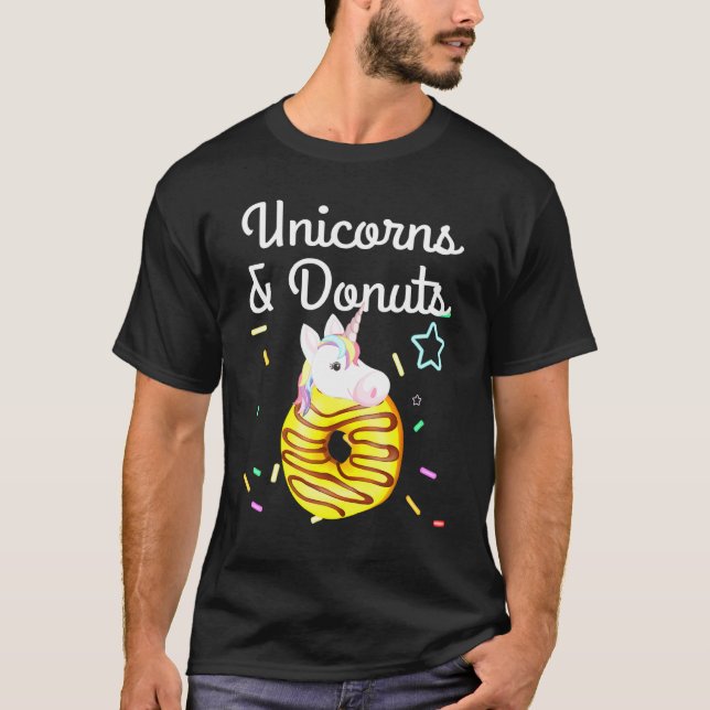 Einhorn und Donuts Niedliche Sprinklen Doughnut T-Shirt (Vorderseite)