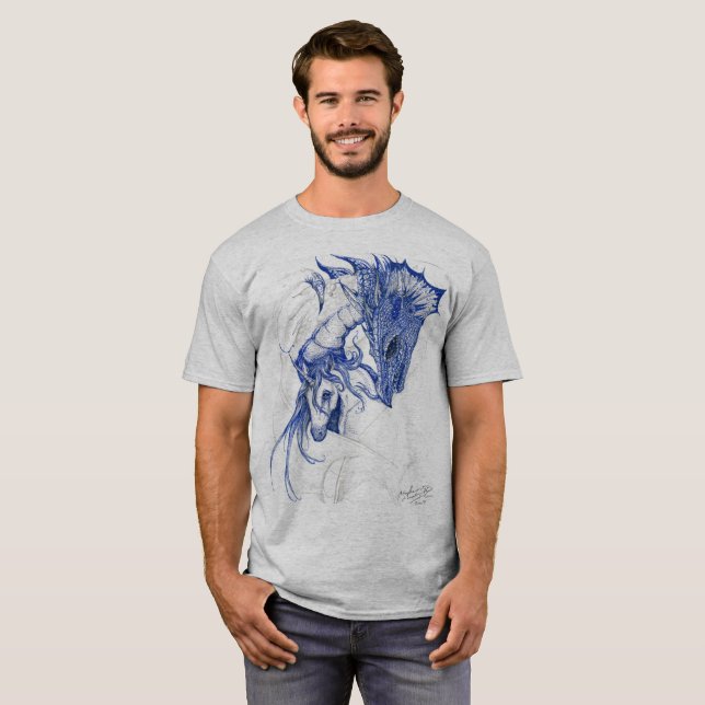 Einhorn-und Drache-Umarmen T-Shirt (Vorne ganz)