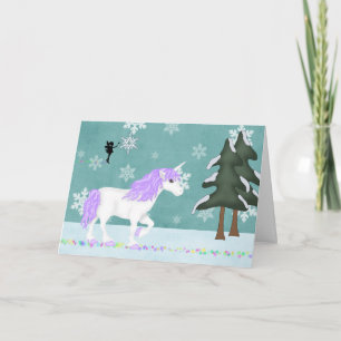 Einhorn und Fairy Winter Holiday Grußkarte Feiertagskarte