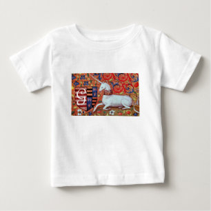EINHORN UND FANTASIEBLUMEN, FLORALE MOTIVE MONOGRA BABY T-SHIRT