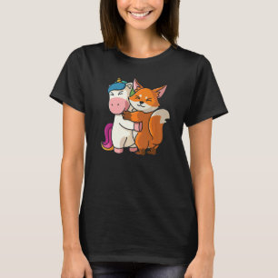Einhorn und Fox-Niedliche Tiere für weibliche Tier T-Shirt