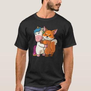 Einhorn und Fox-Niedliche Tiere für weibliche Tier T-Shirt