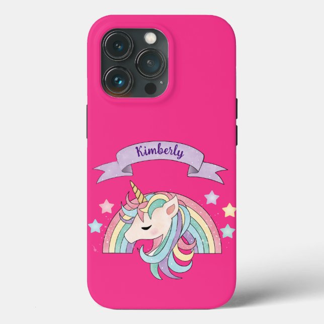 Einhorn und Funkelnd Regenbogen-Individuelle Name  Case-Mate iPhone Hülle (Rückseite)