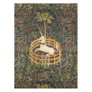EINHORN UND GOTHISCHE FANTASIEBLUMEN, BLUMENMOTIVE TISCHDECKE