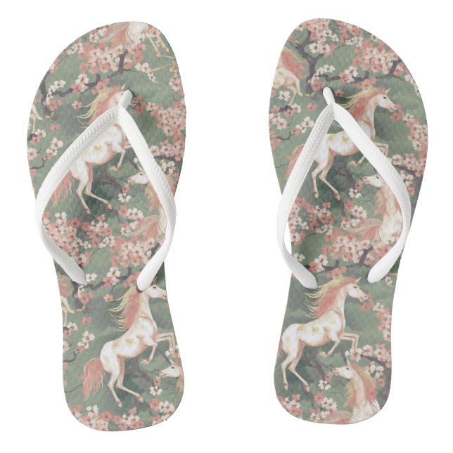 Einhorn und Kirschblüten Flip Flops (Fußbett)