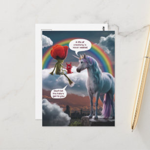 Einhorn und Kreaturen Ein Leben der Kreativität La Postkarte