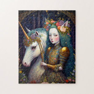 Einhorn und Lady Fantasy Art Puzzle