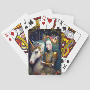 Einhorn und Lady Fantasy Art Spielkarten