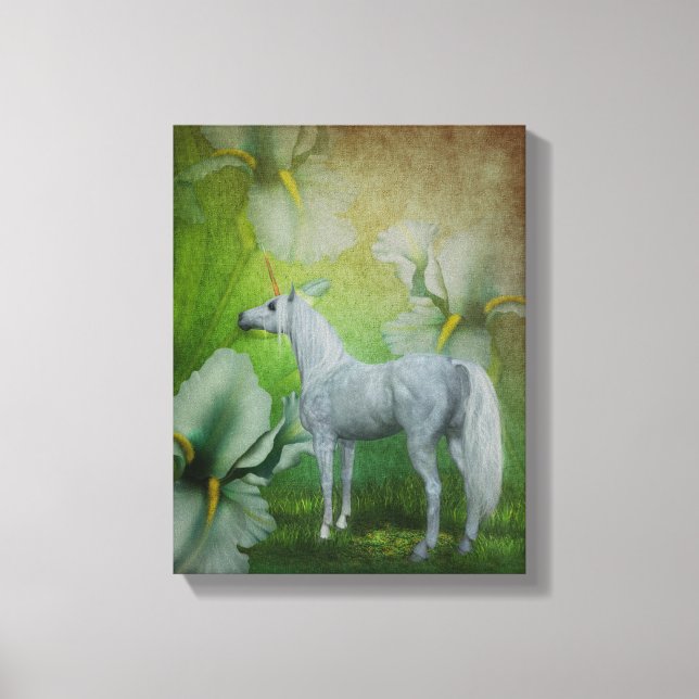 Einhorn und Lilies Fantasy Horst Art Leinwanddruck (Vorderseite)