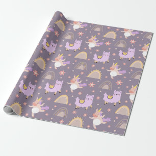 Einhorn- und Llamasumhüllungspapier Geschenkpapier