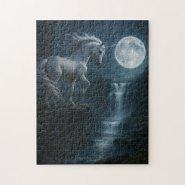 Einhorn und mondbeschienener Wasserfall - atembera Puzzle