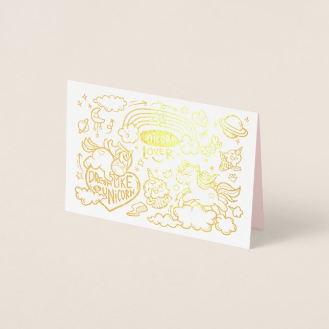 Einhorn und Pony Geburtstagskarte Folienkarte (Vorderseite)