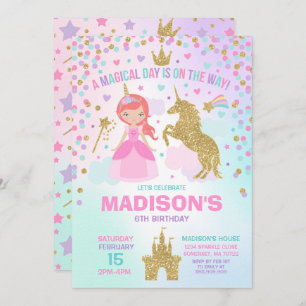Einhorn und Prinzessin Invitation Magical Birthday Einladung