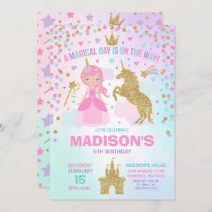 Einhorn und Prinzessin Invitation Magical Birthday Einladung