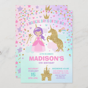 Einhorn und Prinzessin Invitation Magical Birthday Einladung