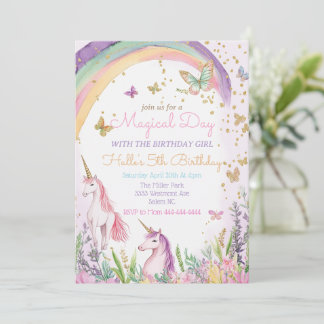 Einhorn und Rainbows Geburtstag Einhorn Thema Einladung