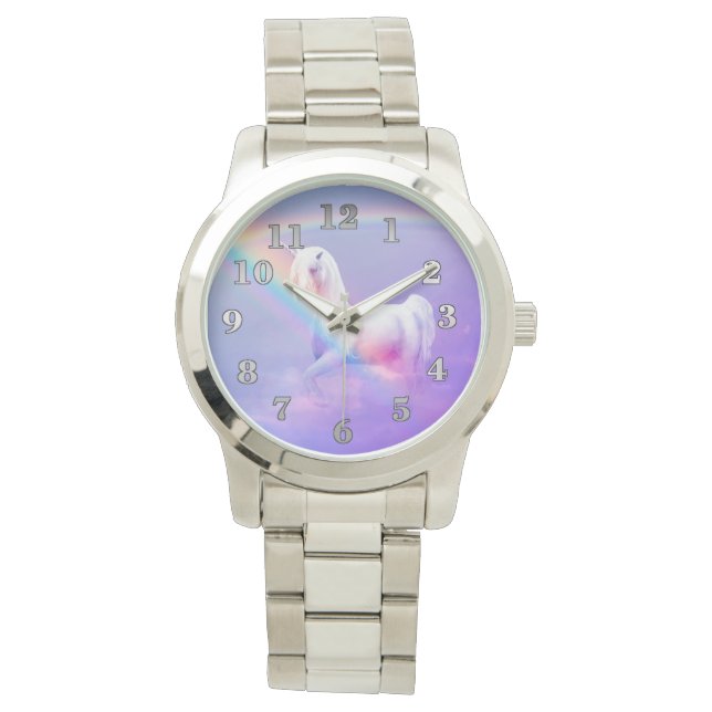 Einhorn und Regenbogen Armbanduhr (Vorderseite)