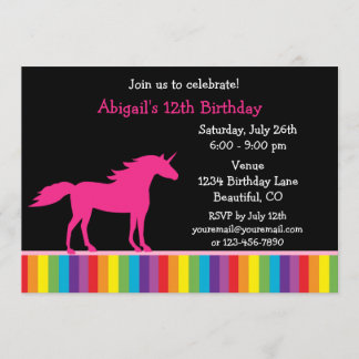 Einhorn und Regenbogen Geburtstagseinladung für Mä Einladung