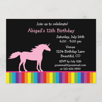Einhorn und Regenbogen Geburtstagseinladung für Mä Einladung