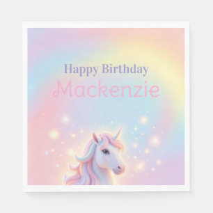 Einhorn und Regenbogen Glitzer Geburtstagsfeier Serviette